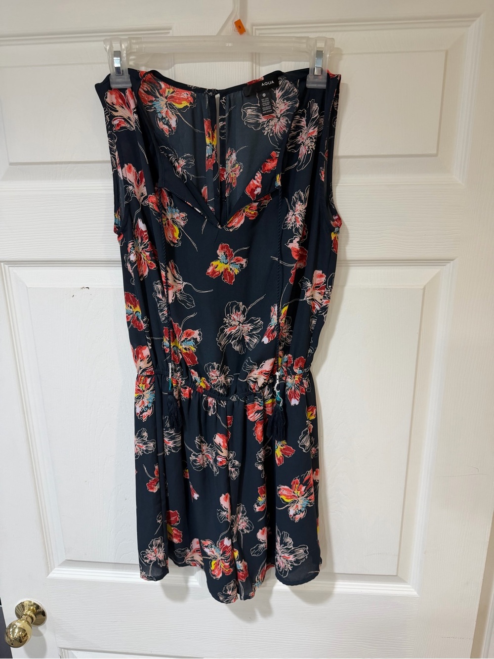 Aqua floral romper